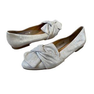 Regarde LeCiel Julienne 28 Ballet Flat Big Bow Metallic Silver size 8 US